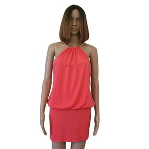 Laundry by Shelli Segal Women's Peach Sleeveless Blouson Halter Dress